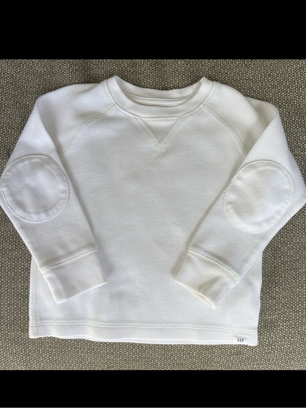 Baby GAP White Knit Crewneck Sweatshirt with Elbow Patches